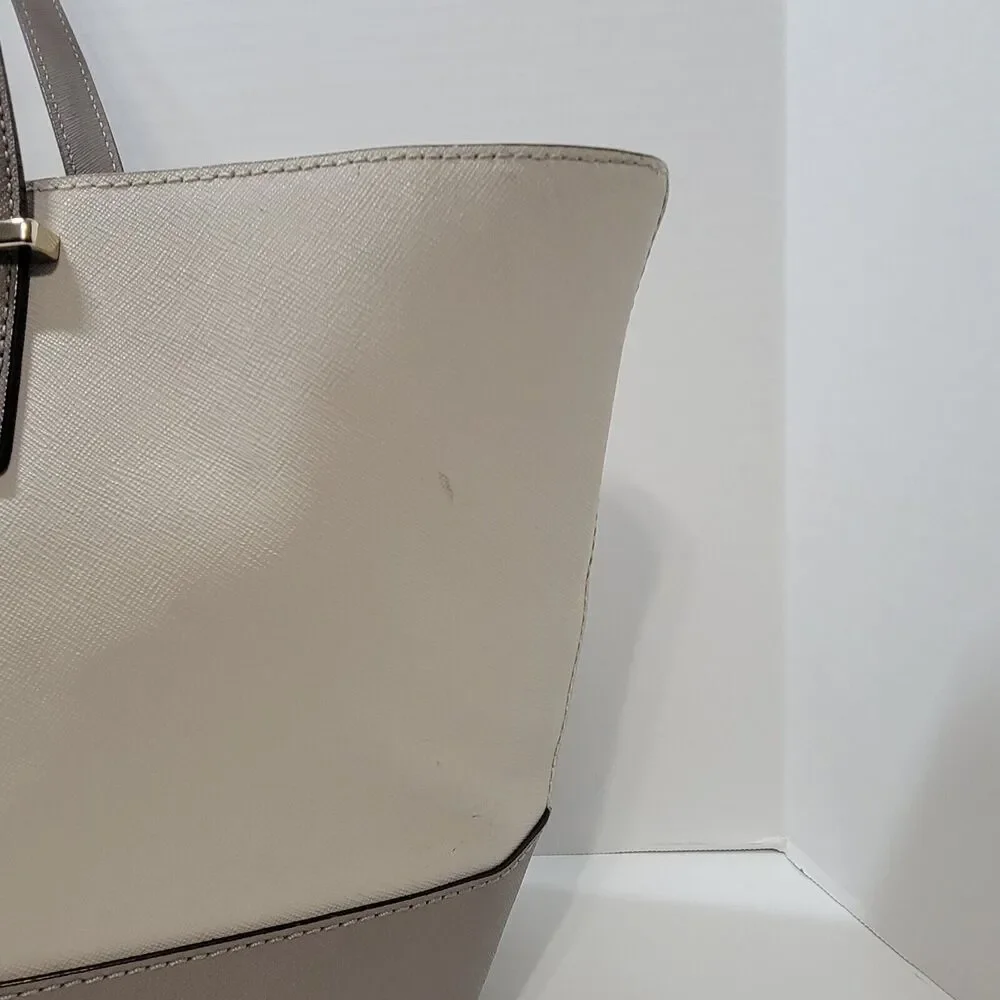 Kate‎ Spade Large Grand Street Harmony Colorblock Tote in Cream and Dove Gray